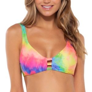 Becca Rebecca Virtue Selena Reversible Tie Dye Bralette Bikini Top SZ D Cup NWOT